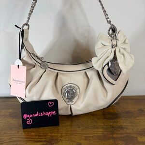 New Juicy Couture Romance Hobo Shoulder Handbag Crystal Off White Y2K Cute